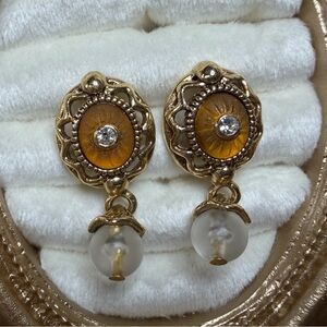 Elegant Gold and White Earrings